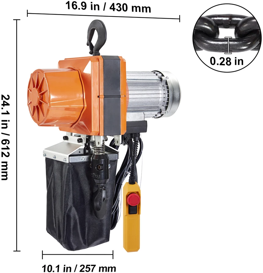 VEVOR Elektrinis grandininis keltuvas 2200 lbs apkrova 3 m