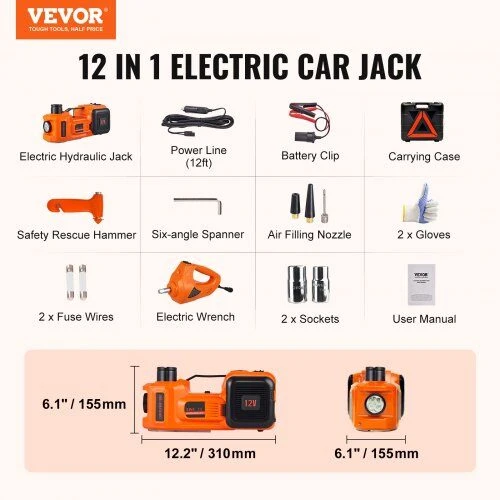 VEVOR Elektrinė hidraulinė automobilio keltuvas 5 t 12V su veržliarakčiu