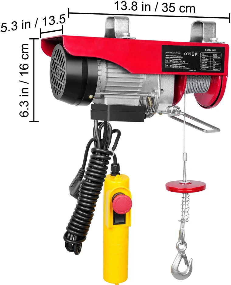 VEVOR Elektrinis keltuvas, 250 kg, 510W variklis