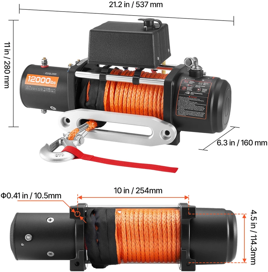 VEVOR Elektrinė gervė, 5400 kg apkrova, 12V sunkvežimiams