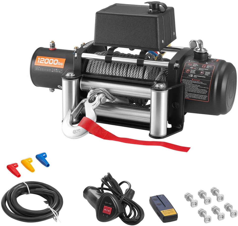 VEVOR Elektrinė gervė 5400 kg su plienine virve 12V