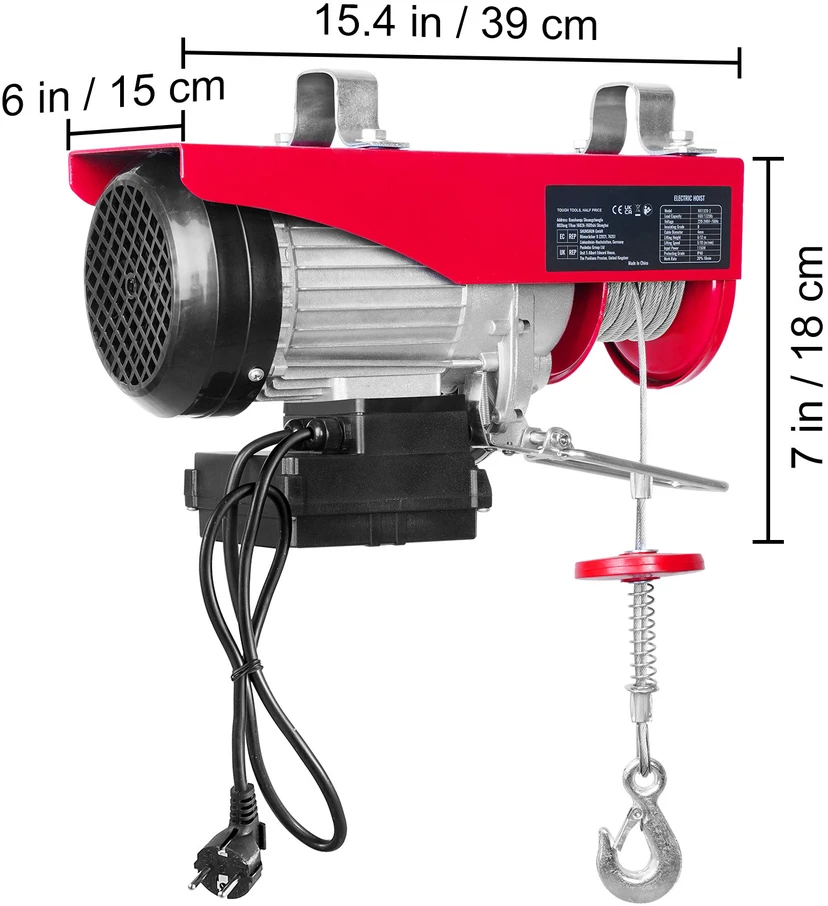 VEVOR Elektrinis gervė, 600 kg kėlimo galia