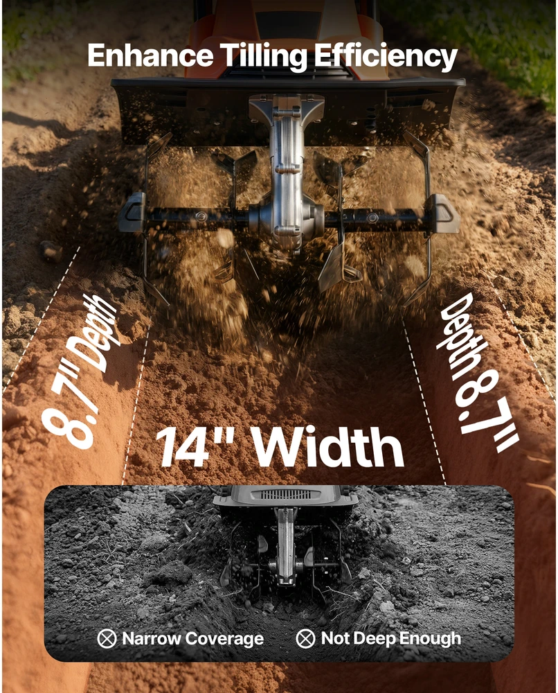 VEVOR Elektrinis kultivatorius su 36 cm pločiu