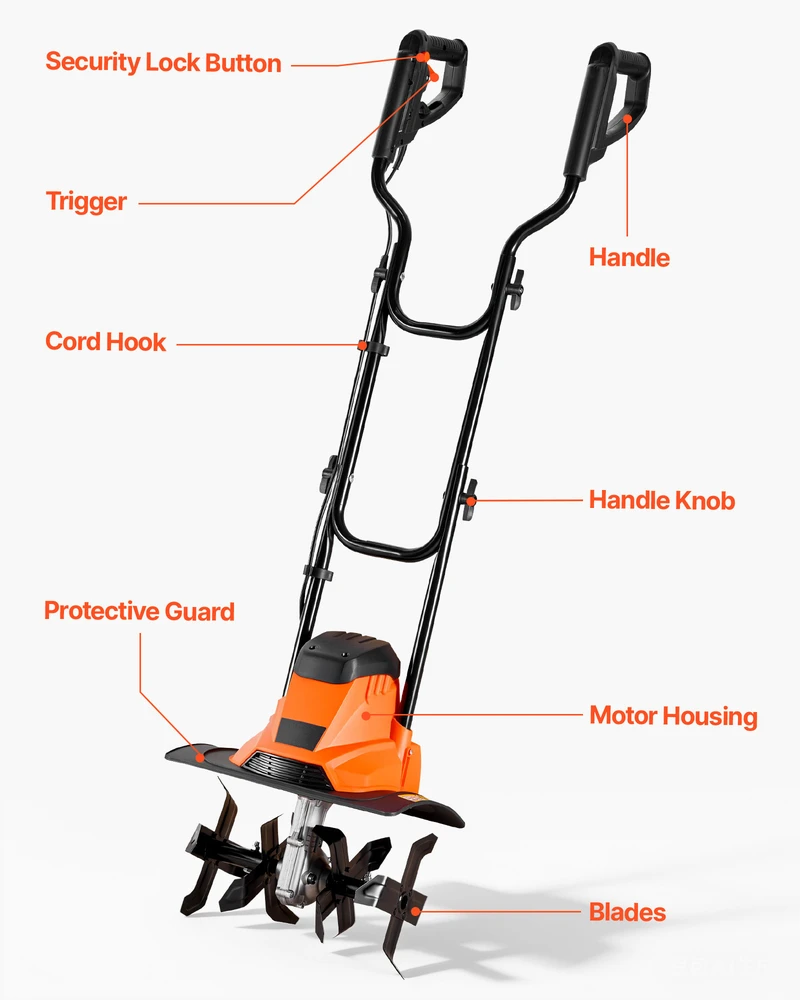VEVOR Elektrinis kultivatorius su 36 cm pločiu
