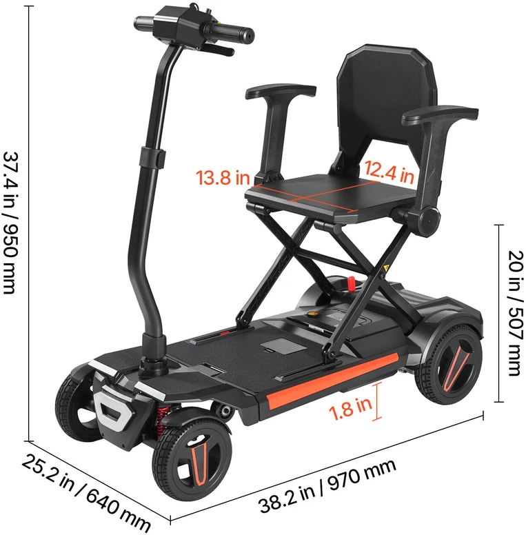 VEVOR Keturratis elektrinis mobilumo motoroleris