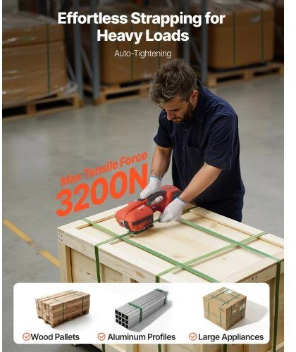 VEVOR Elektrinė juostavimo mašina, 2 x 4000 mAh baterijos