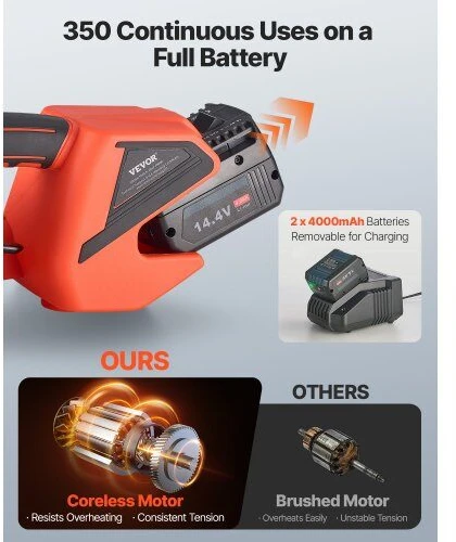VEVOR Elektrinė juostavimo mašina, 2 x 4000 mAh baterijos