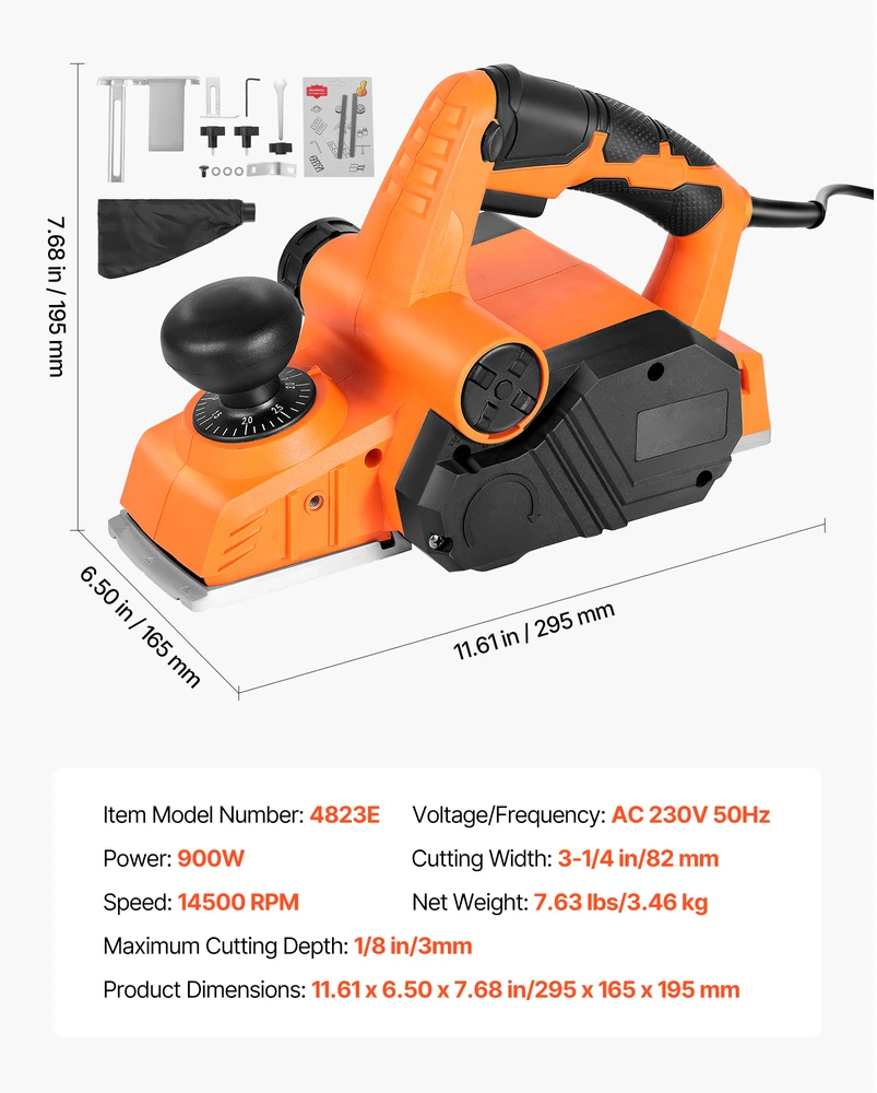 VEVOR Elektrinis rankinis oblius 82 mm, 900W