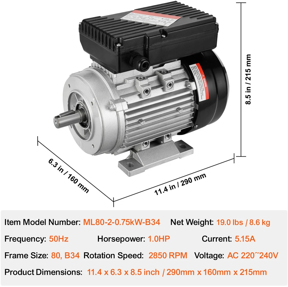 VEVOR 2.2kW elektros variklis 2800 aps./min. su 24mm ašimi