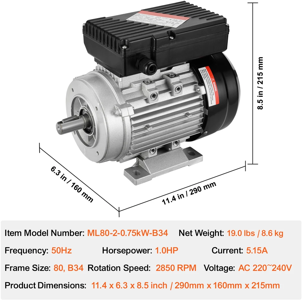 VEVOR 2.2kW elektros variklis 2800 aps./min. su 24mm ašimi