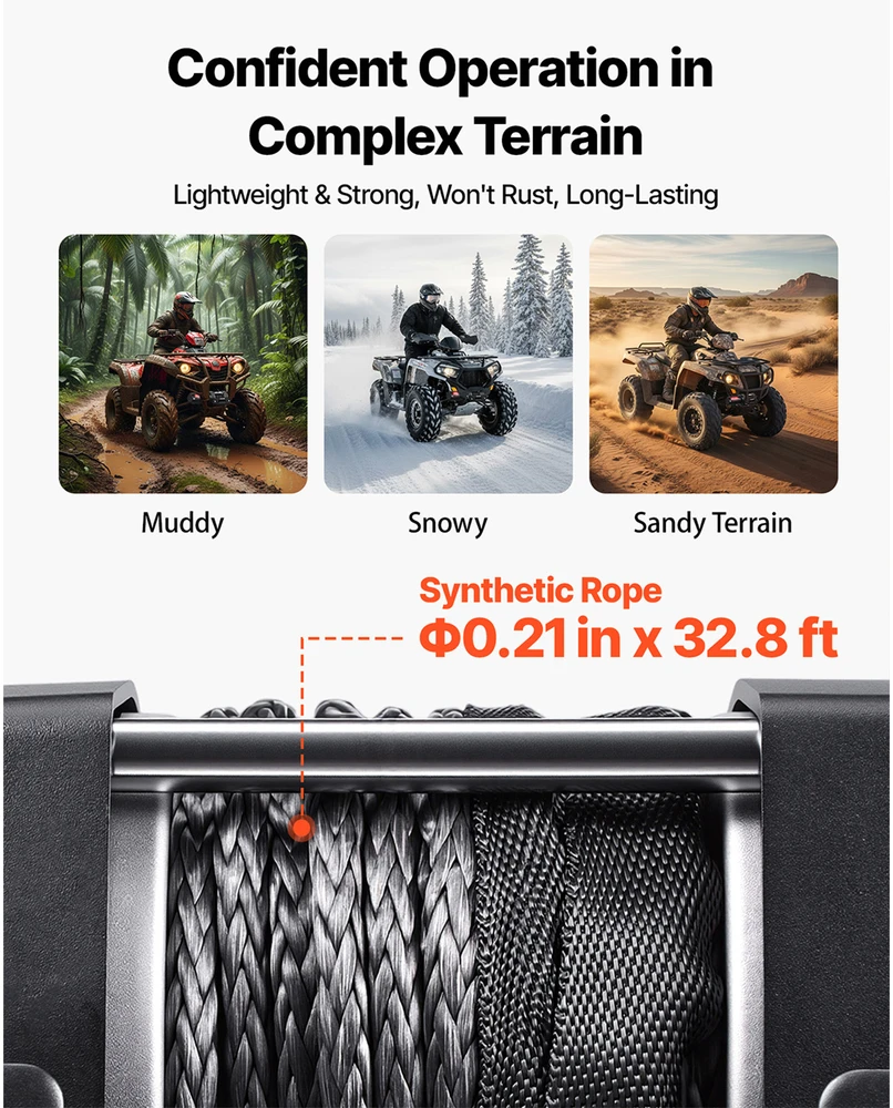 VEVOR 1587 kg elektros gervė ATV/UTV, 12V