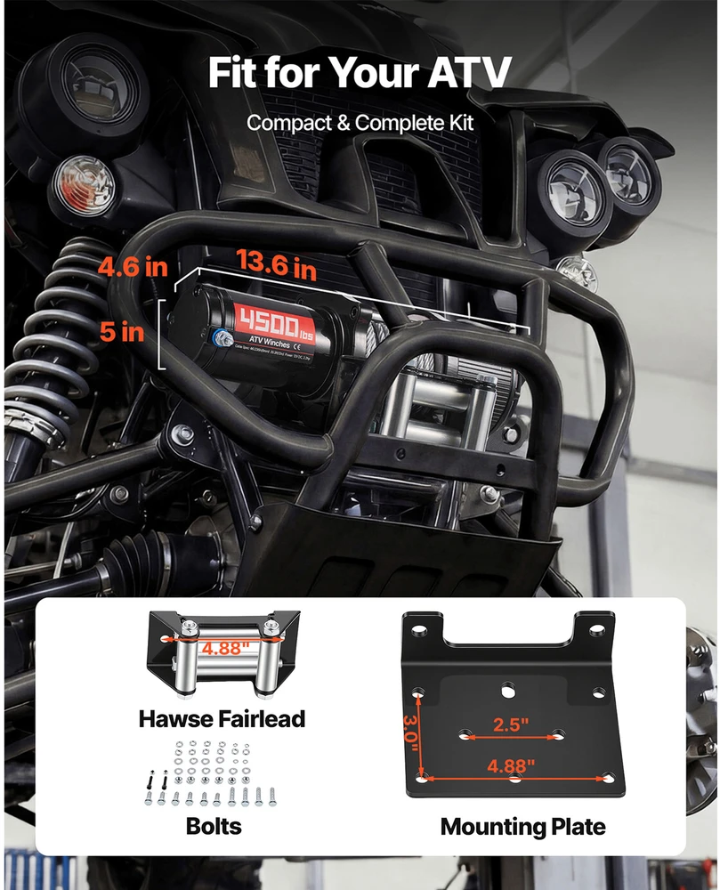 VEVOR 2041 kg elektrinė gervė ATV/UTV