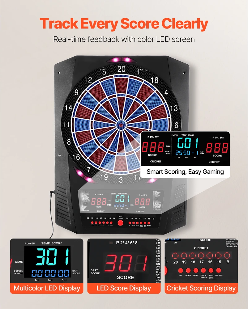 VEVOR Elektroninė smiginio lenta su LED ekranu