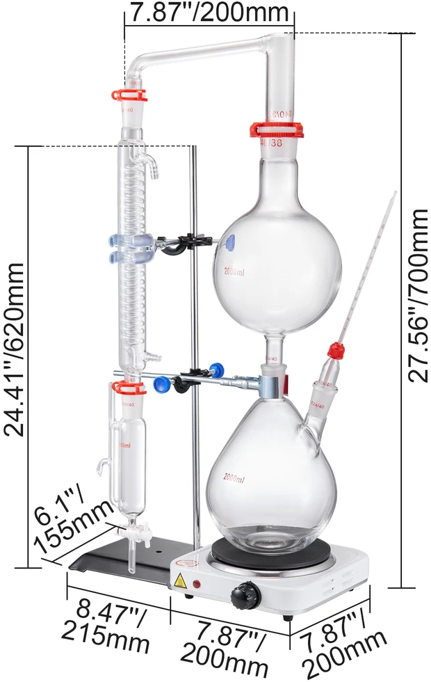 VEVOR Eterinio aliejaus distiliavimo rinkinys, 2000 ml