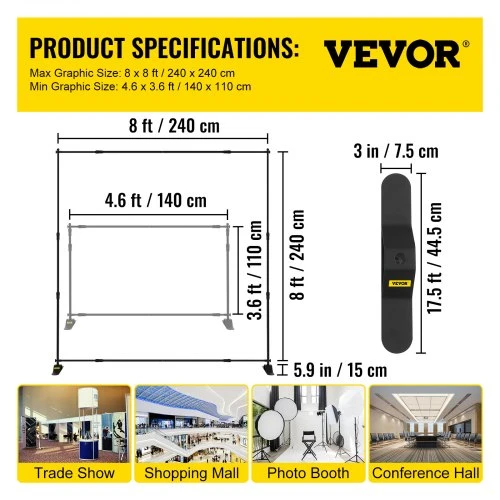 Vevor 8 pėdų reguliuojamas reklaminio stendo laikiklis