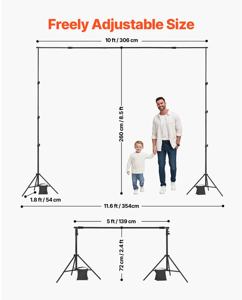 VEVOR Fonas ir stovo rinkinys su 2 trikojais