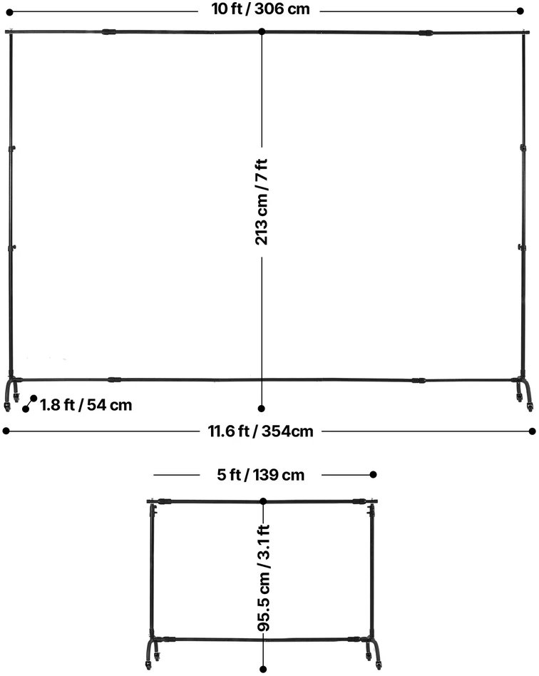 VEVOR Fotosienelės stovas 213 x 300 cm su ratukais