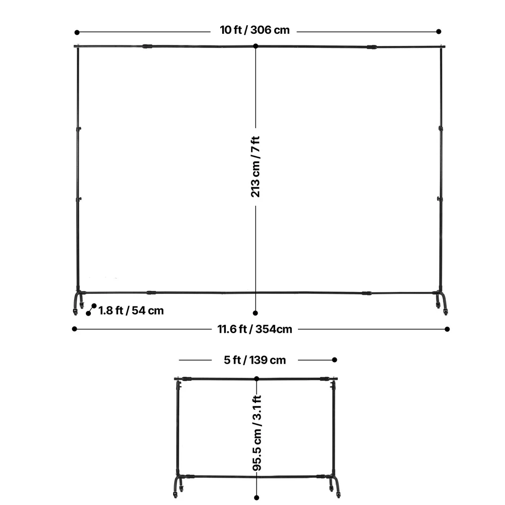 VEVOR Fotosienelės stovas 213 x 300 cm su ratukais