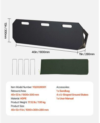 VEVOR Futbolo atmušimo lenta, 1000 x 300 mm