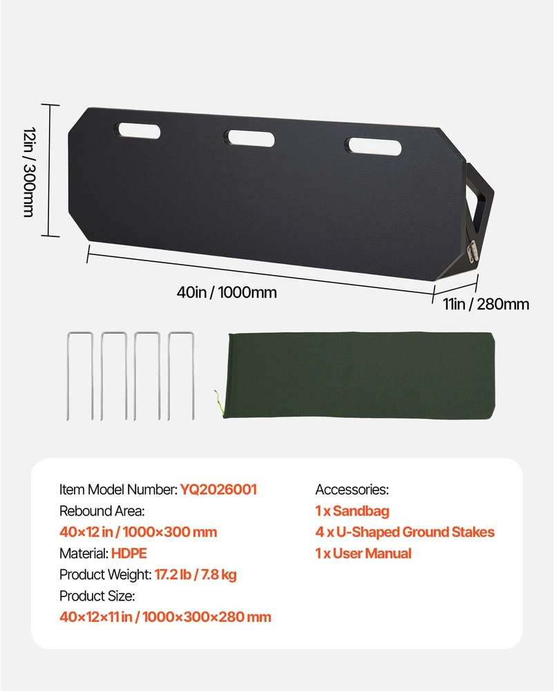 VEVOR Futbolo atmušimo lenta, 1000 x 300 mm