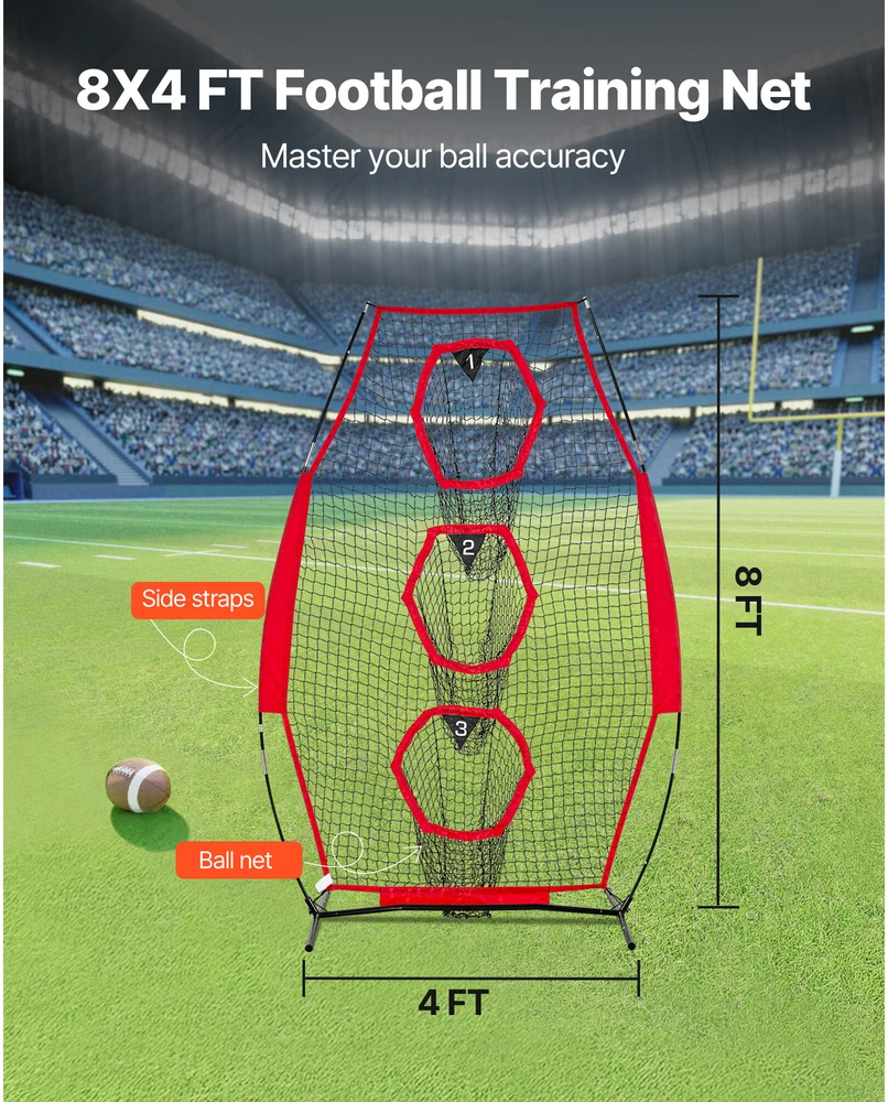 VEVOR 203x102 cm futbolo metimo tinklas su taikiniais