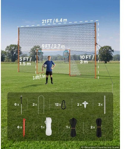 Futbolo vartai VEVOR DKS-2110, 2,72 x 1,51 m