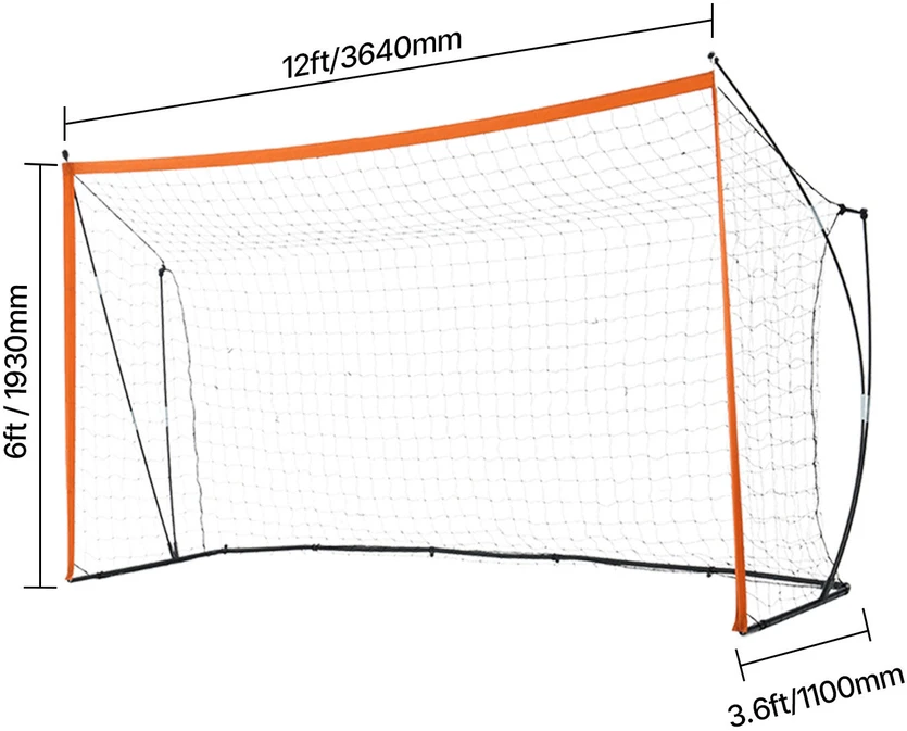 VEVOR 12x6 pėdų nešiojamas futbolo vartų tinklas vaikams