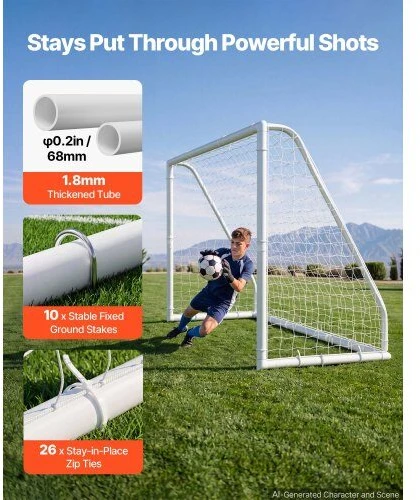 Futbolo vartai VEVOR XY-S300C, 3 x 2 m