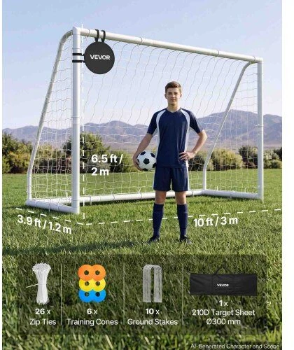 Futbolo vartai VEVOR XY-S300C, 3 x 2 m