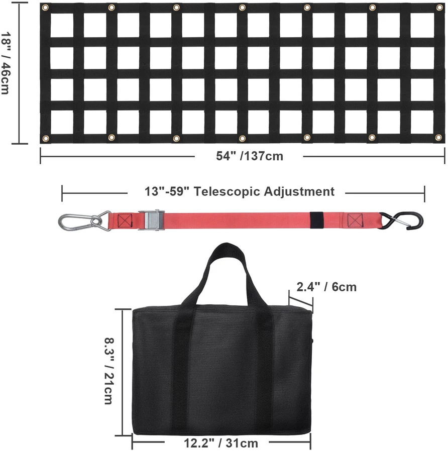 VEVOR pikapo bagažinės tinklas 137 cm x 46 cm