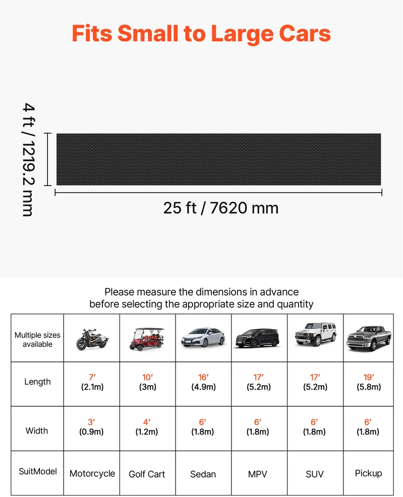 VEVOR Garažo grindų kilimėlis 1,22 x 7,62 m ne slydžiui