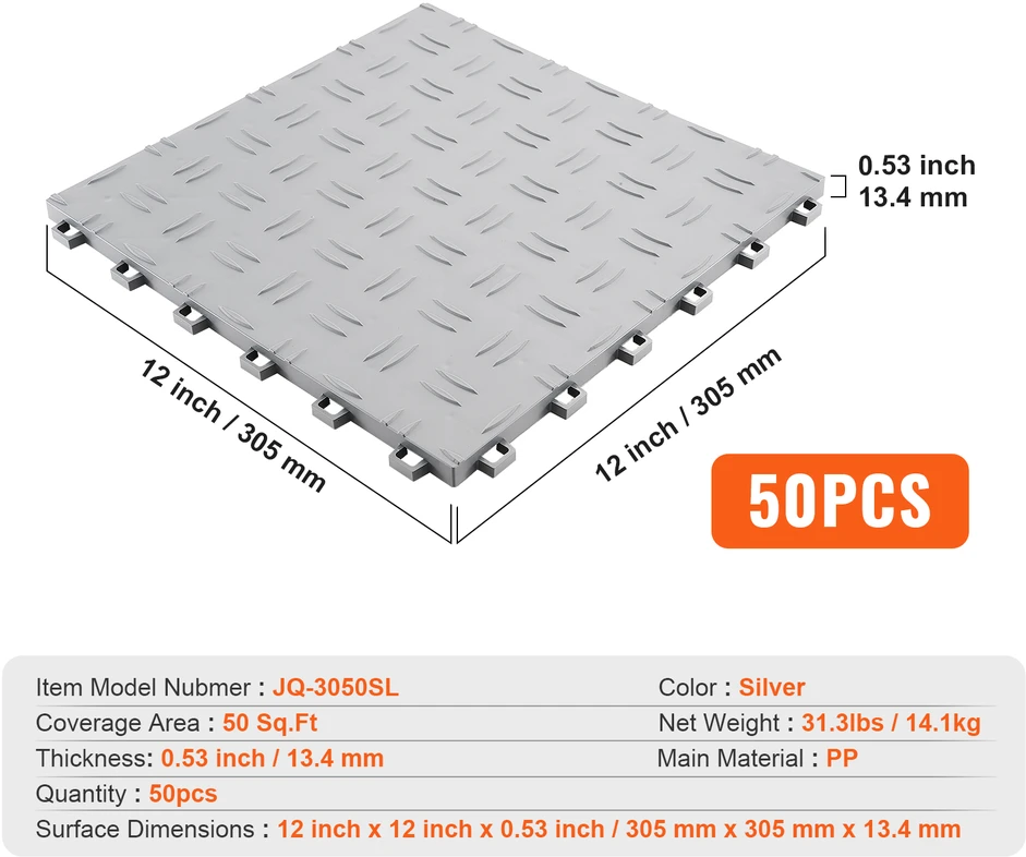 VEVOR Neužrakinamos garažo plytelės, 305 x 305 mm