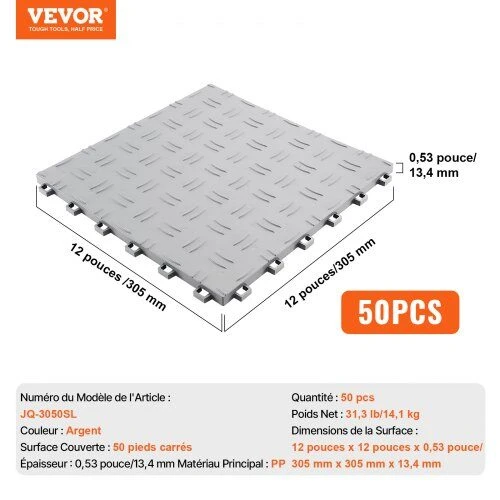 VEVOR Neužrakinamos garažo plytelės, 305 x 305 mm