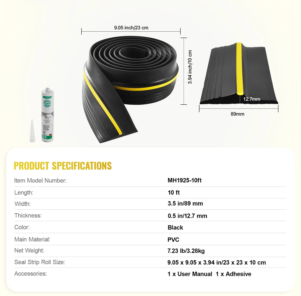 VEVOR Garažo durų tarpinė 3.05 m sandari PVC