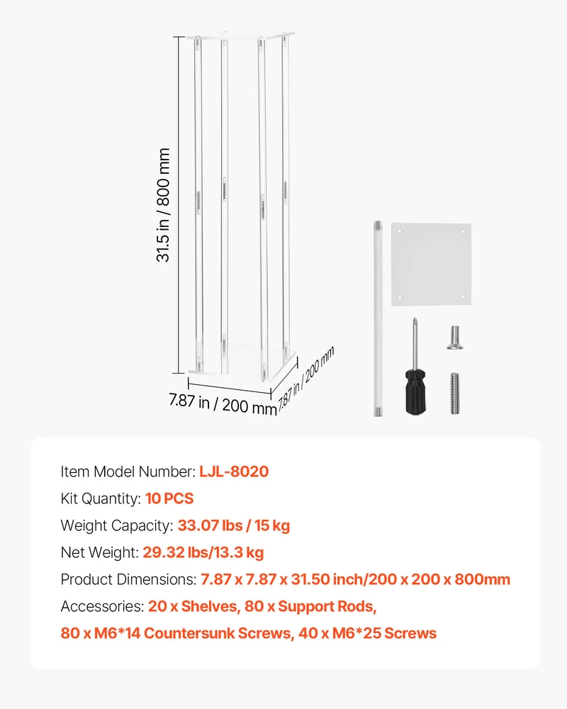 VEVOR Vestuvių gėlių stovai, 10 vnt., 80 cm