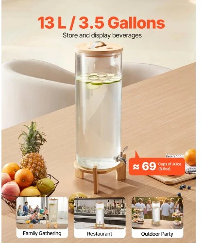VEVOR Gėrimų dozatorius su stovu, 13 L