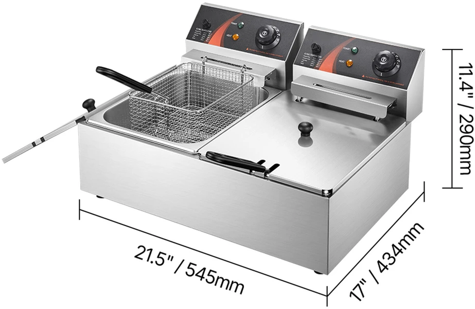 VEVOR Elektrinė 12L gruzdintuvė su dviem krepšeliais