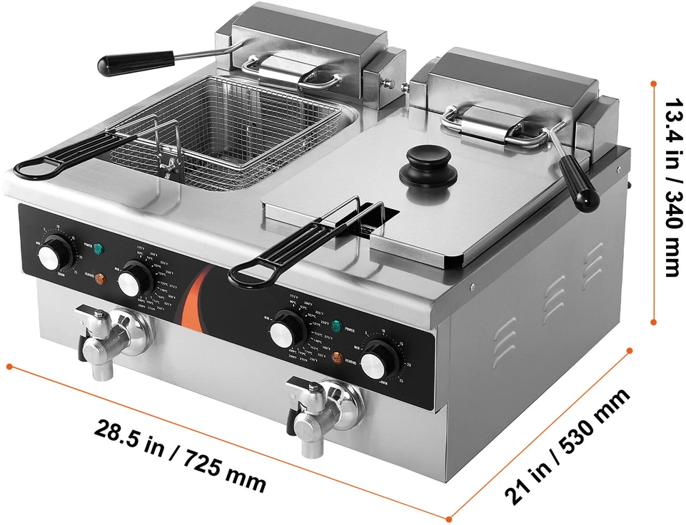 VEVOR Elektrinė dviguba gruzdintuvė 3000W stalviršiuje