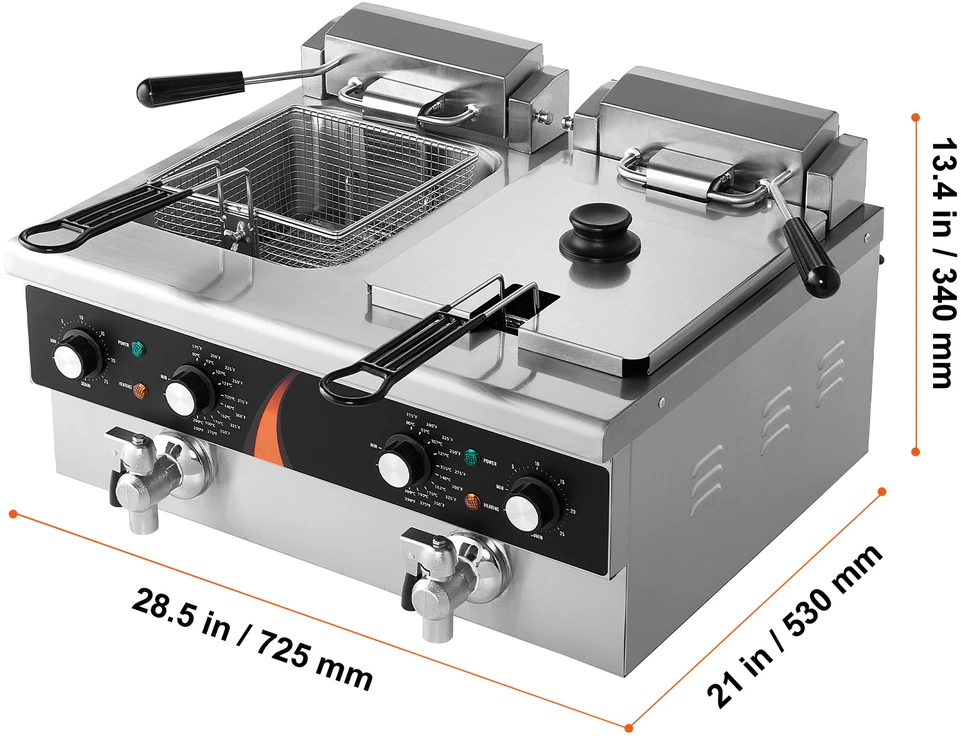 VEVOR Elektrinė dviguba gruzdintuvė 3000W stalviršiuje