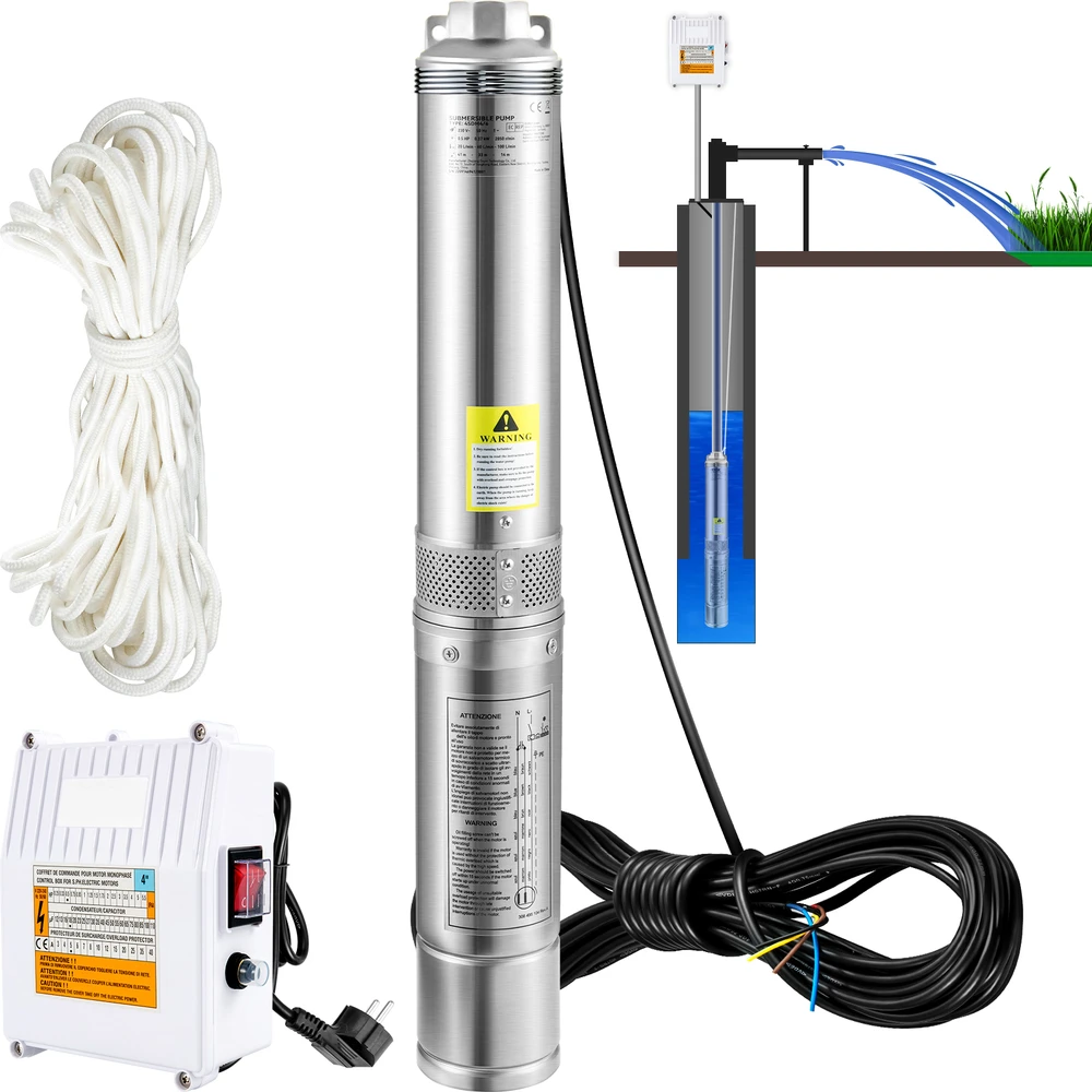 VEVOR Giluminis panardinamasis siurblys, 1100W, 230V, 190L/min 57m