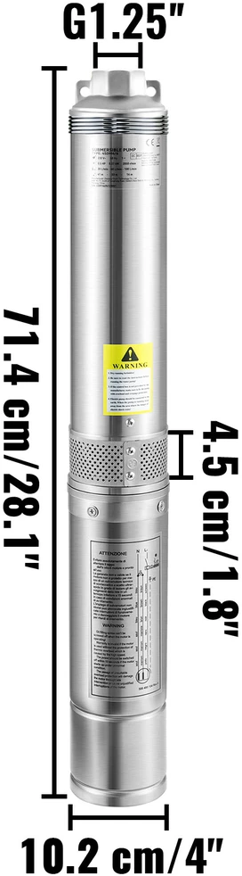 VEVOR Giluminis vandens siurblys, 370W 230V, nerūdijantis plienas