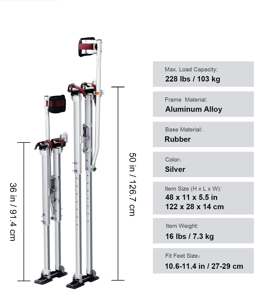 VEVOR Reguliuojami aliuminiai kojokai gipso kartonui 91-127 cm