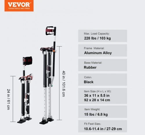 VEVOR Aliuminiai gipso kartono kojų stiltai 61-101,6 cm