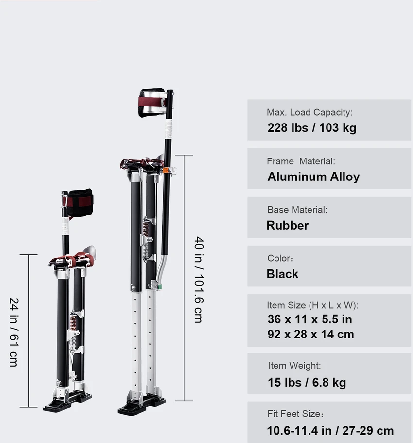VEVOR Aliuminiai gipso kartono kojų stiltai 61-101,6 cm