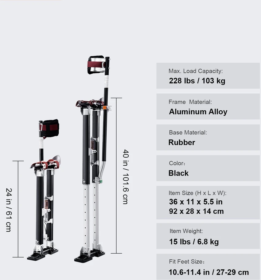 VEVOR Aliuminiai gipso kartono kojų stiltai 61-101,6 cm