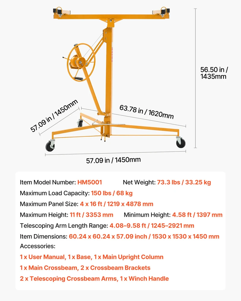 VEVOR 3353 mm gipso kartono keltuvas su reguliuojama teleskopine rankena