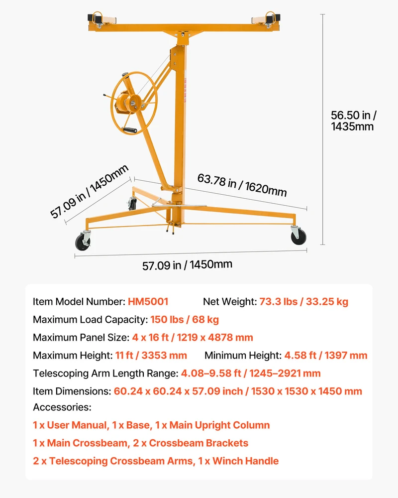 VEVOR 3353 mm gipso kartono keltuvas su reguliuojama teleskopine rankena