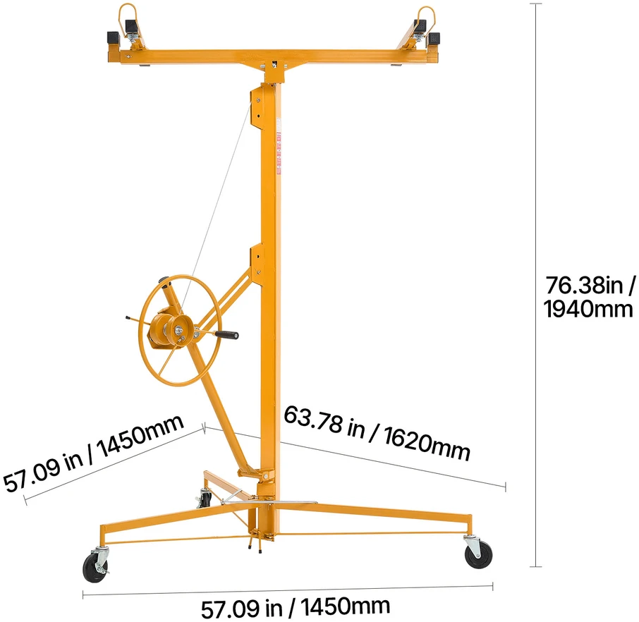 VEVOR 4877 mm gipso kartono keltuvas su ratukais