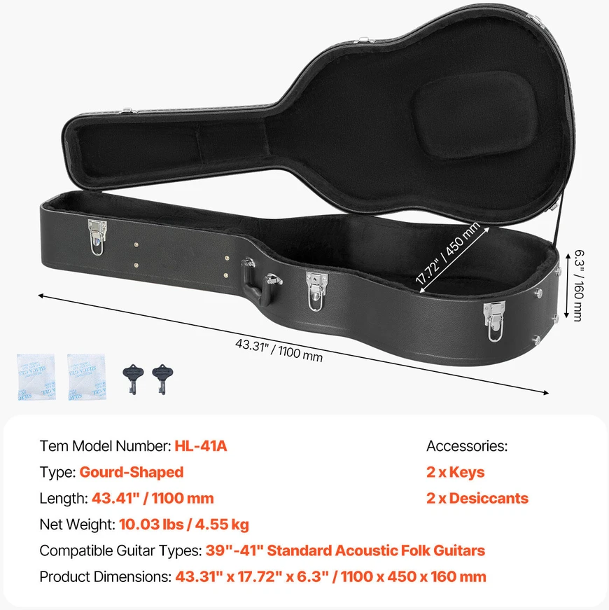 VEVOR Akustinės gitaros dėklas su spyna