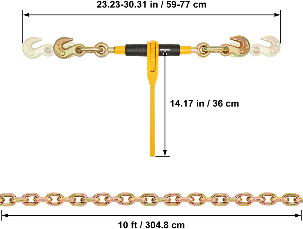 VEVOR Grandinių ir ričių rinkinys 3/8"-1/2" su ratchetu